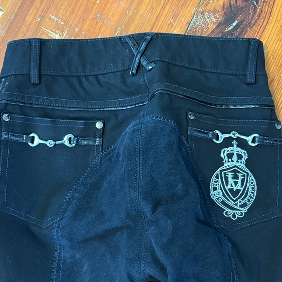 HV Polo Black Riding Pants with Silver Accents Size 26 Equestrian Full Seat - Picture 6 of 7